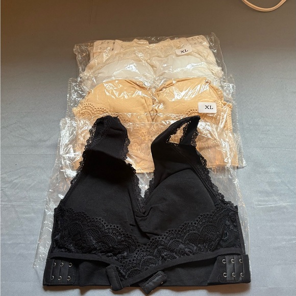 Other - New Set of Three Lace Bras XL  Type of Sexy Sports Bra in Nude, Black and White
